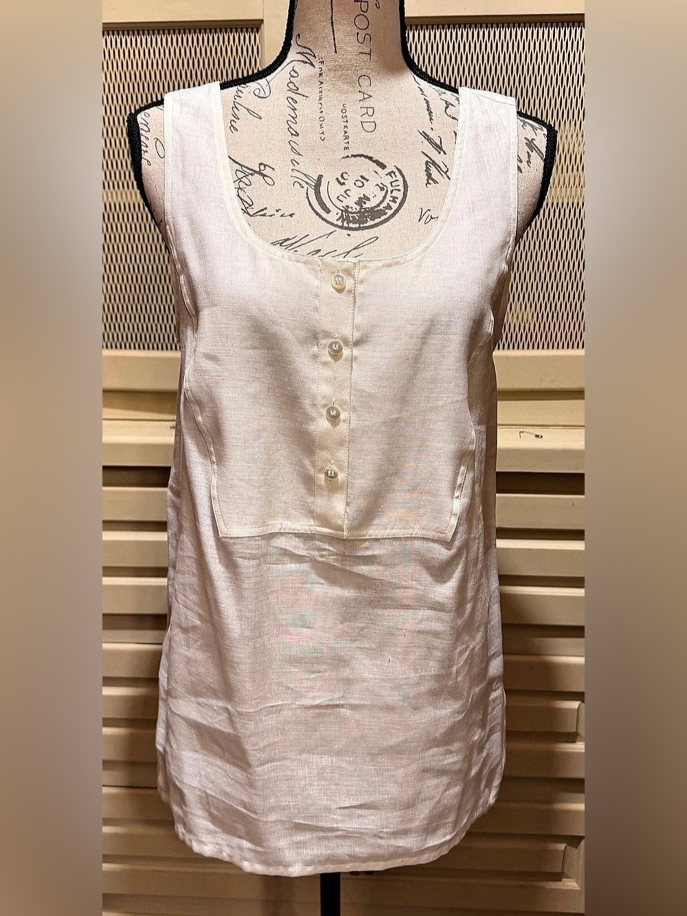 VTG Escada by Margaretha Ley Linen Cotton Tank Top Blouse